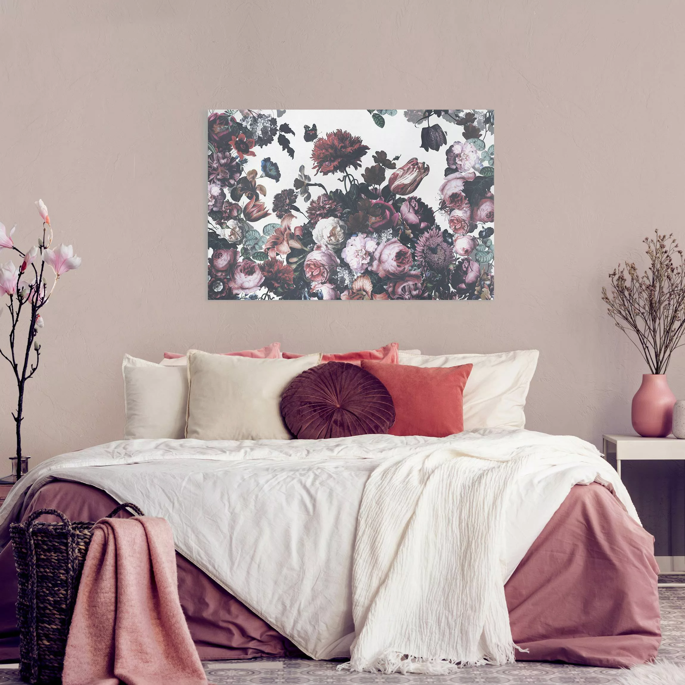 Leinwandbild Altmeisterlicher Blumenrausch mit Rosen Bouquet günstig online kaufen