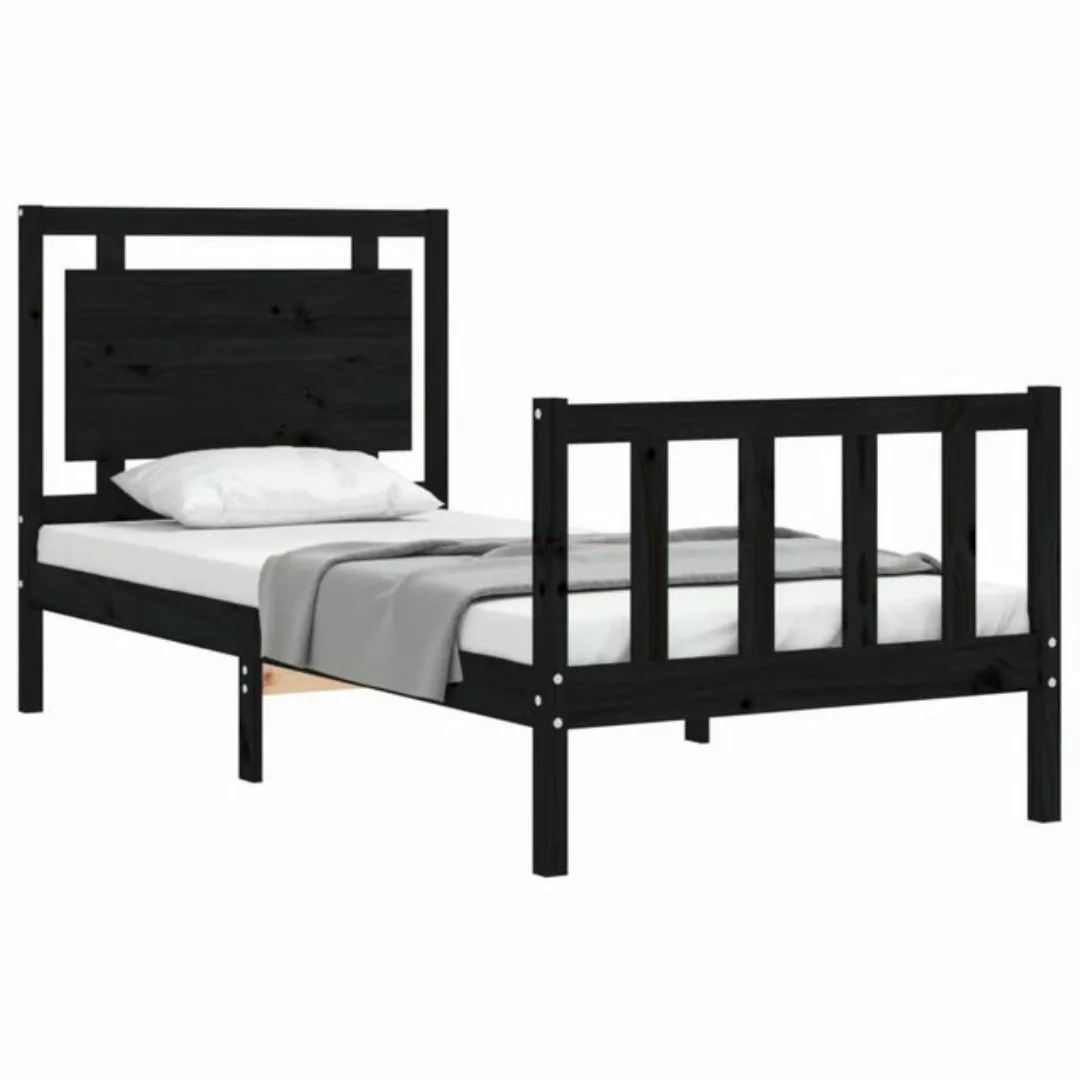 vidaXL Bett Massivholzbett mit Kopfteil Schwarz 90x190 cm günstig online kaufen