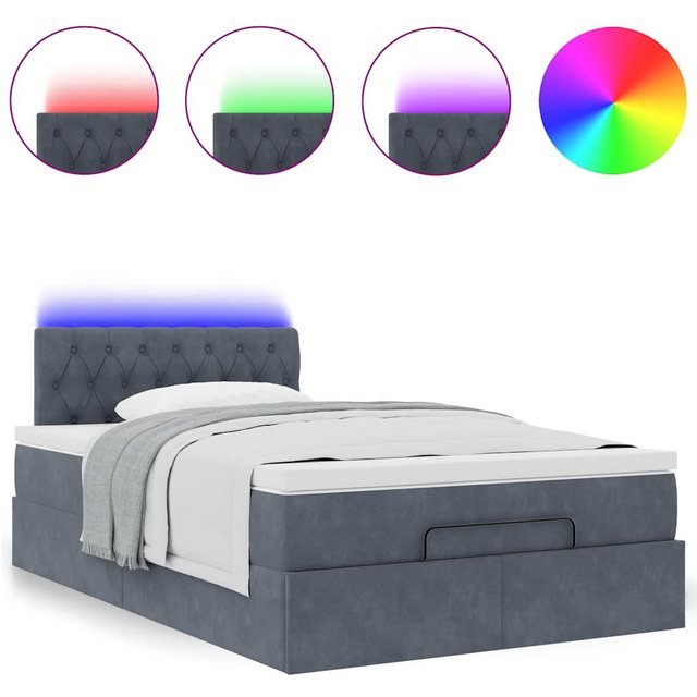 vidaXL Bett Ottoman-Bett mit Matratze & LEDs Dunkelgrau 120x190 cm Samt günstig online kaufen