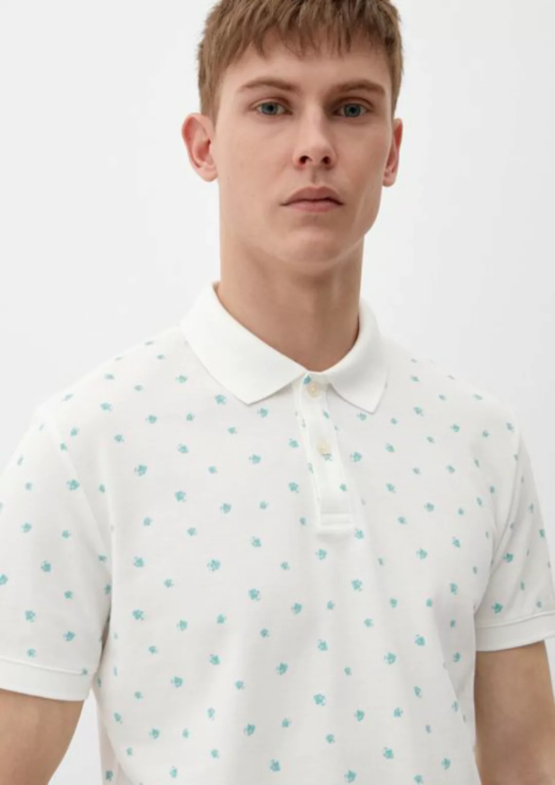 s.Oliver Kurzarmshirt Poloshirt mit Allover-Print günstig online kaufen