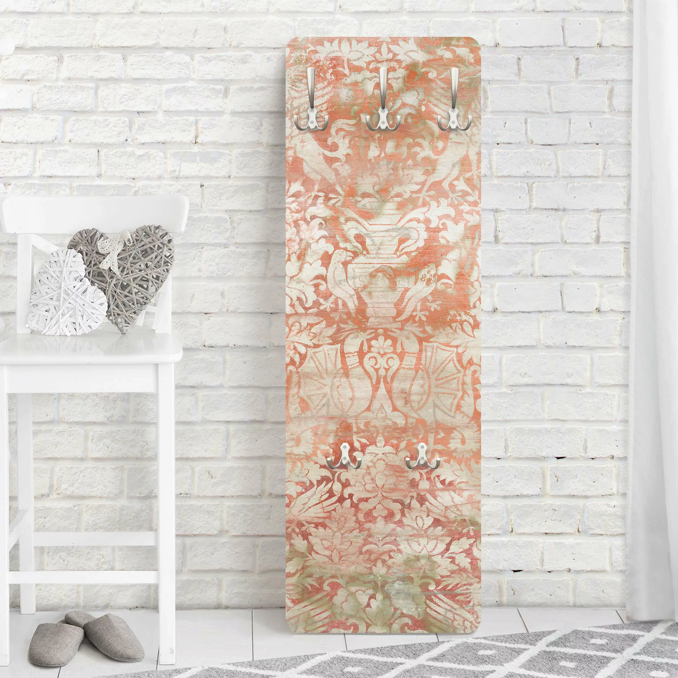 Wandgarderobe Holzpaneel Muster & Textur Ornamentgewebe II günstig online kaufen