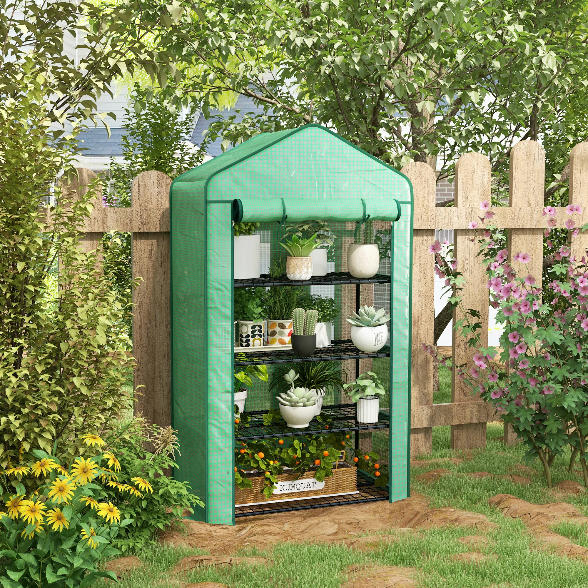 Outsunny Garten Gewächshaus Balkon Regal Gewächshaus 4 Ebenen 90L x 49B x 1 günstig online kaufen
