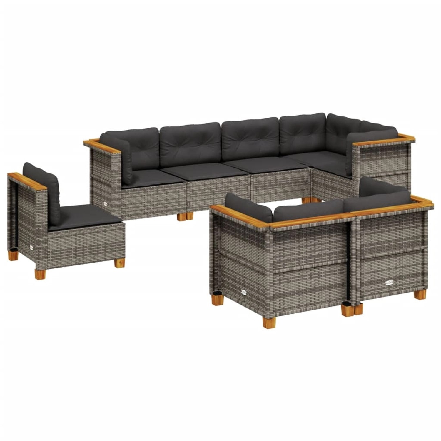 vidaXL 8-Tlg Garten-Sofagarnitur mit Kissen Grau Poly Rattan 3261900 günstig online kaufen