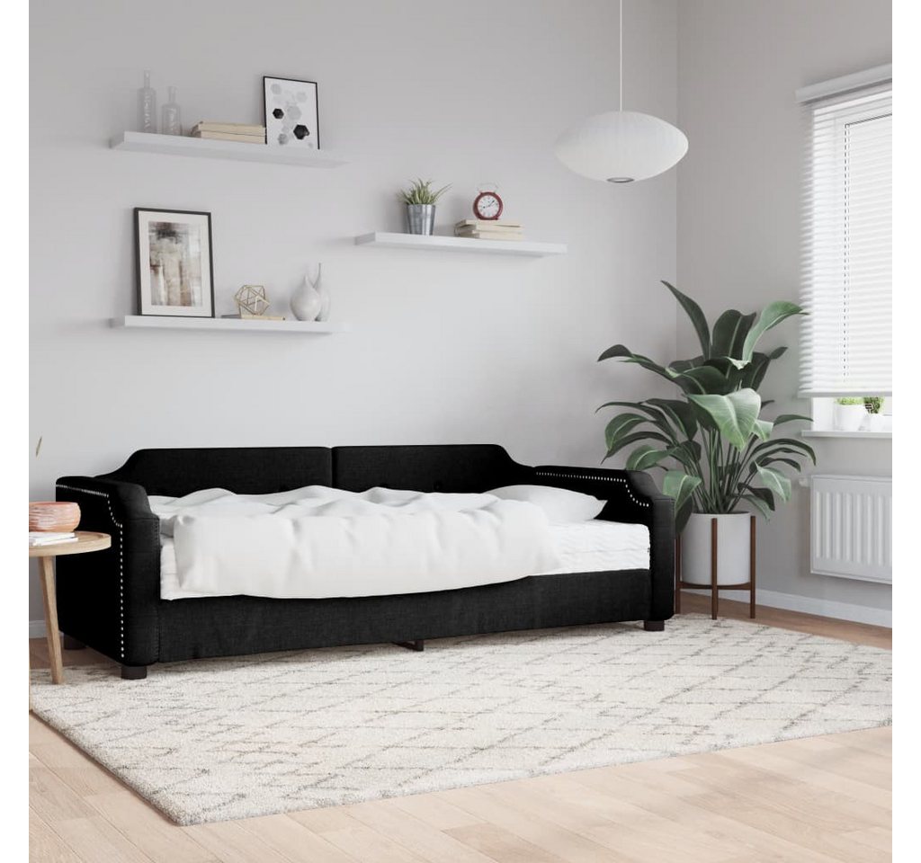 vidaXL Gästebett Gästebett Tagesbett mit Matratze Schwarz 80x200 cm Stoff B günstig online kaufen