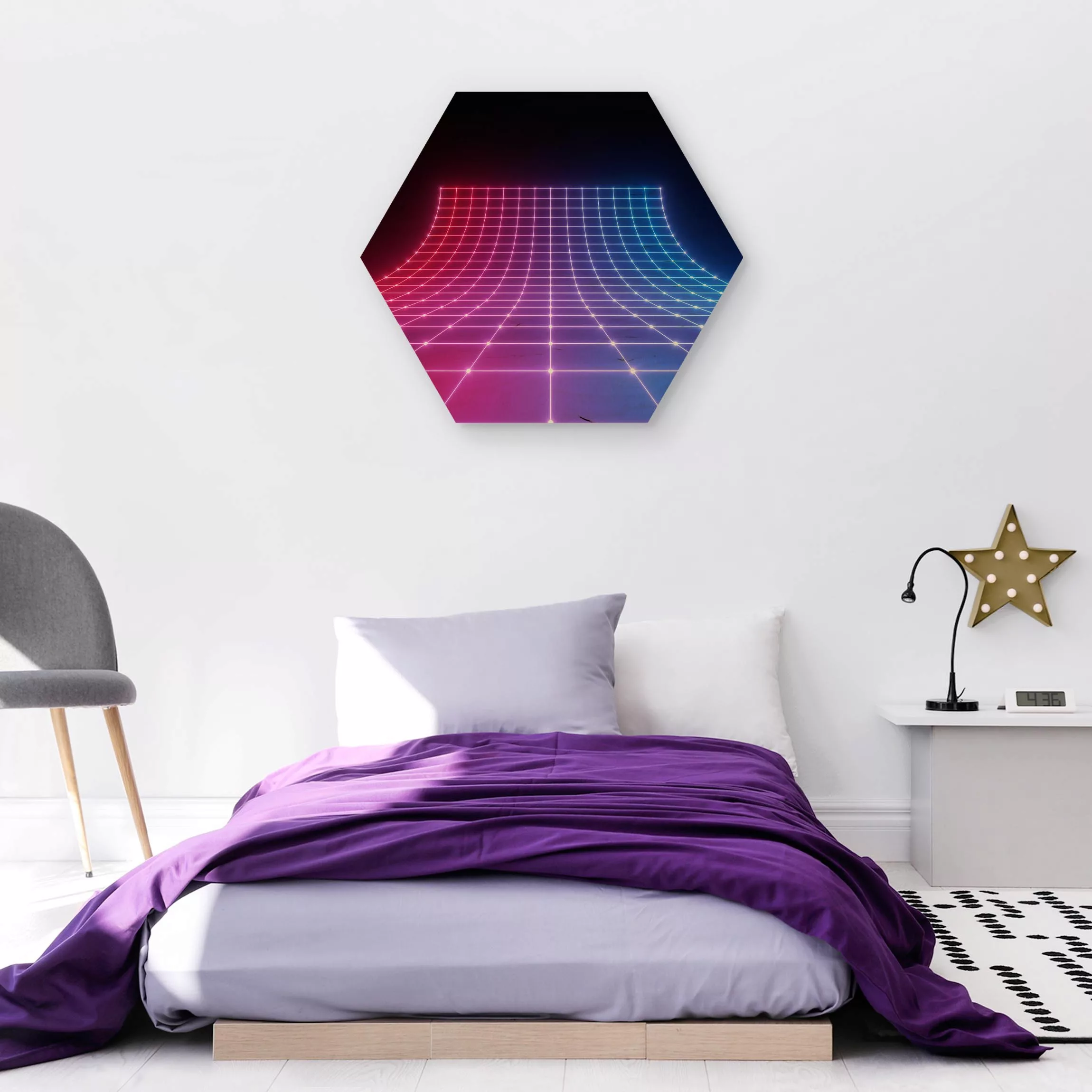 Hexagon-Holzbild Dreidimensionales Neonlicht günstig online kaufen