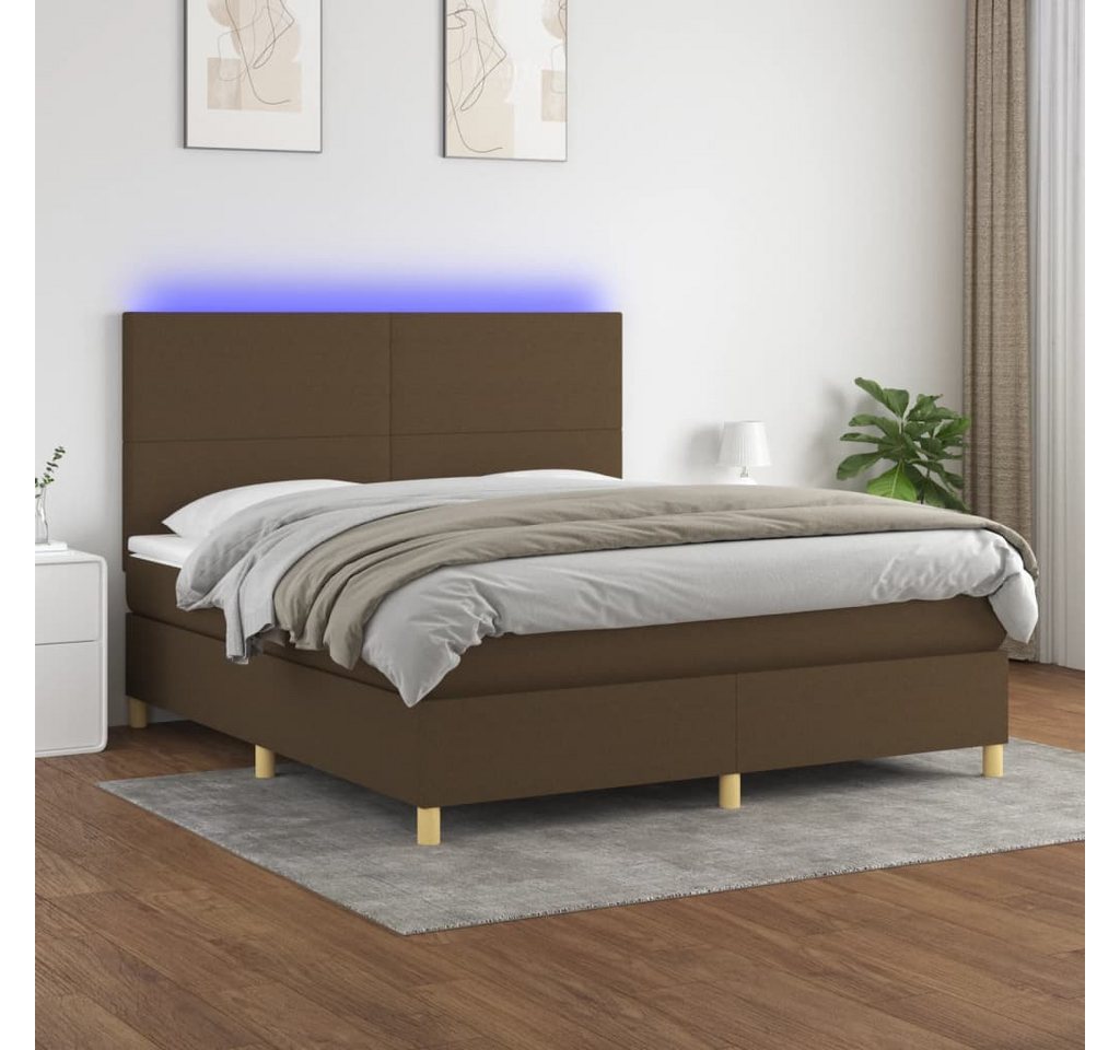 vidaXL Boxspringbett Boxspringbett mit Matratze LED Dunkelbraun 180x200 cm günstig online kaufen