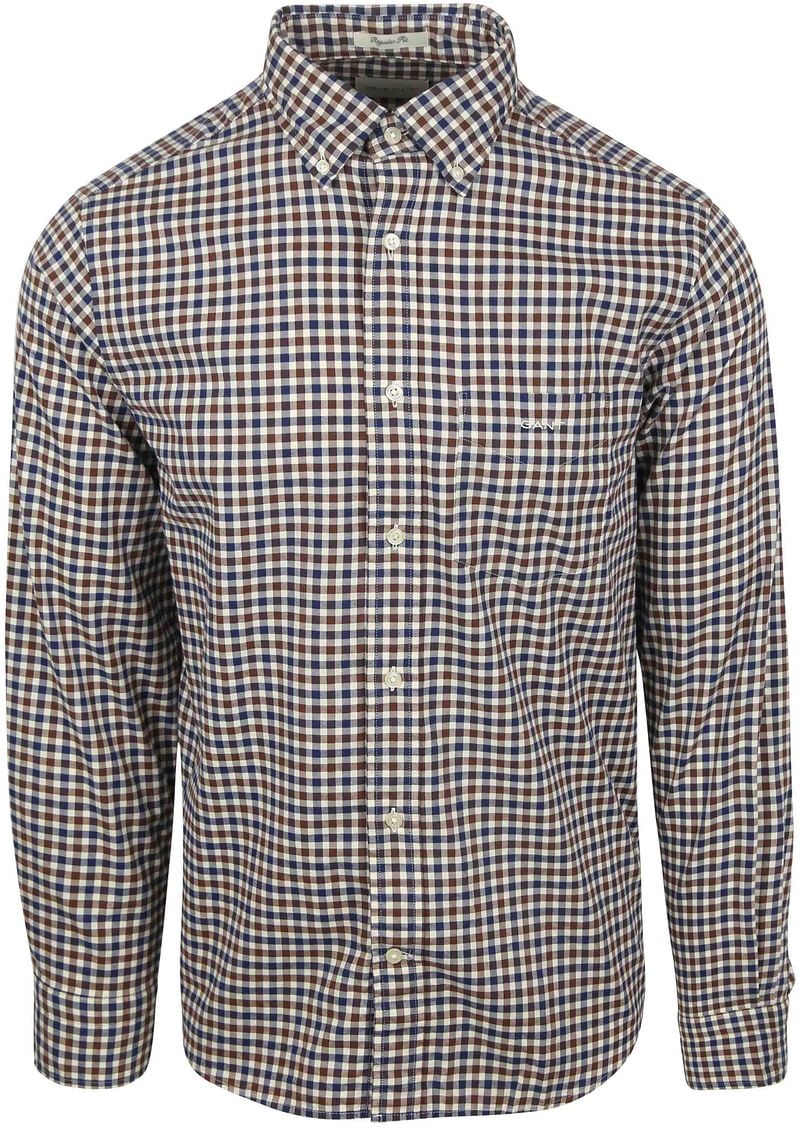 Gant Casual Hemd Twill Blau Braun - Größe XL günstig online kaufen