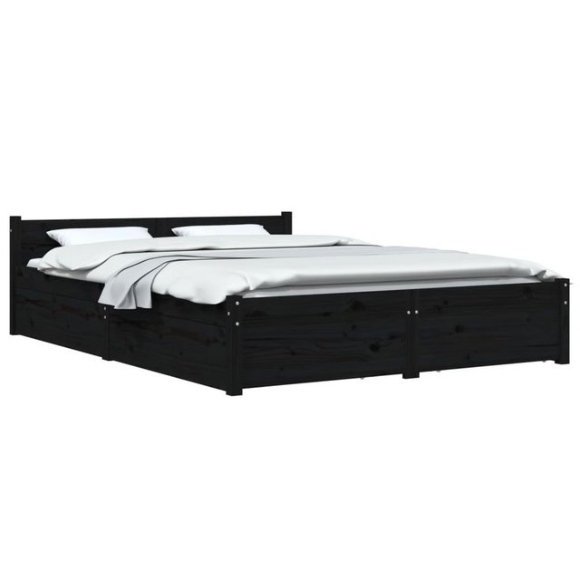 vidaXL Bett Bett mit Schubladen Schwarz 120x190 cm günstig online kaufen