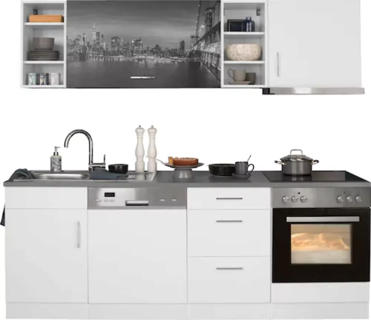 HELD MÖBEL Küchenzeile "Paris", mit E-Geräten, Breite 220 cm günstig online kaufen