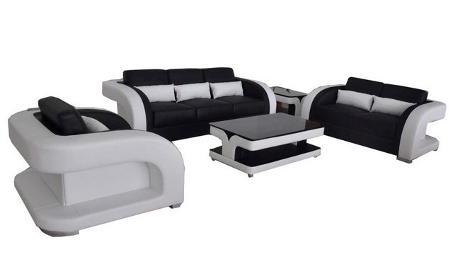 JVmoebel Sofa Schwarz-weiße Wohnlandschaft Garnitur Sofagarnitur 3+2+1 +Tis günstig online kaufen