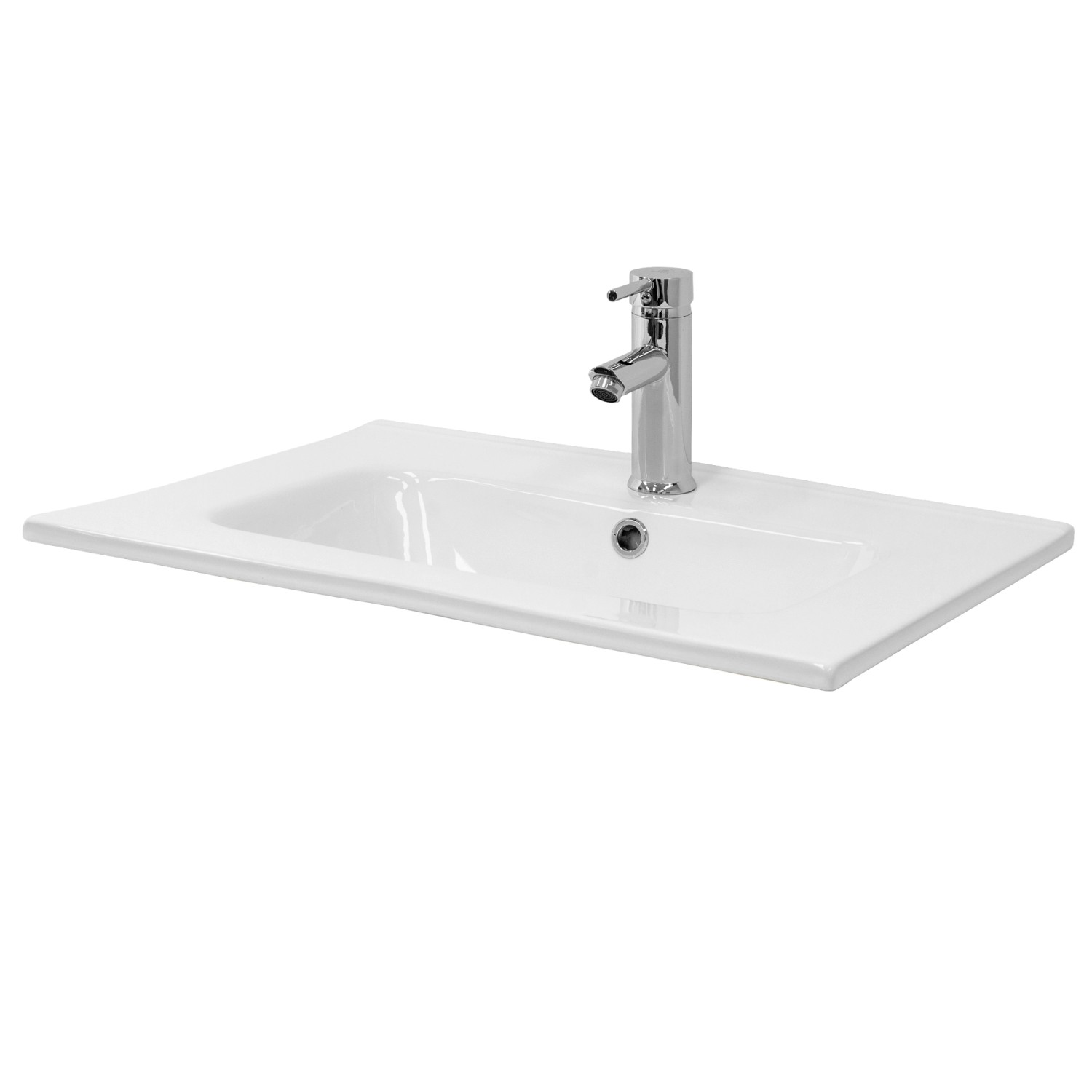 ML-Design Waschbecken Keramik Weiß 61x16,5x46 cm Eckig mit Hahnloch und Übe günstig online kaufen