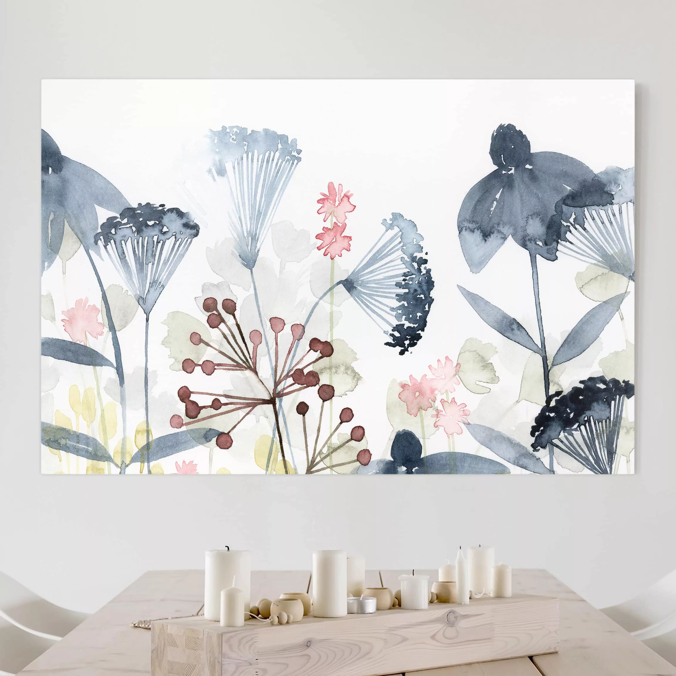 Leinwandbild Blumen - Querformat Wildblumen Aquarell I günstig online kaufen