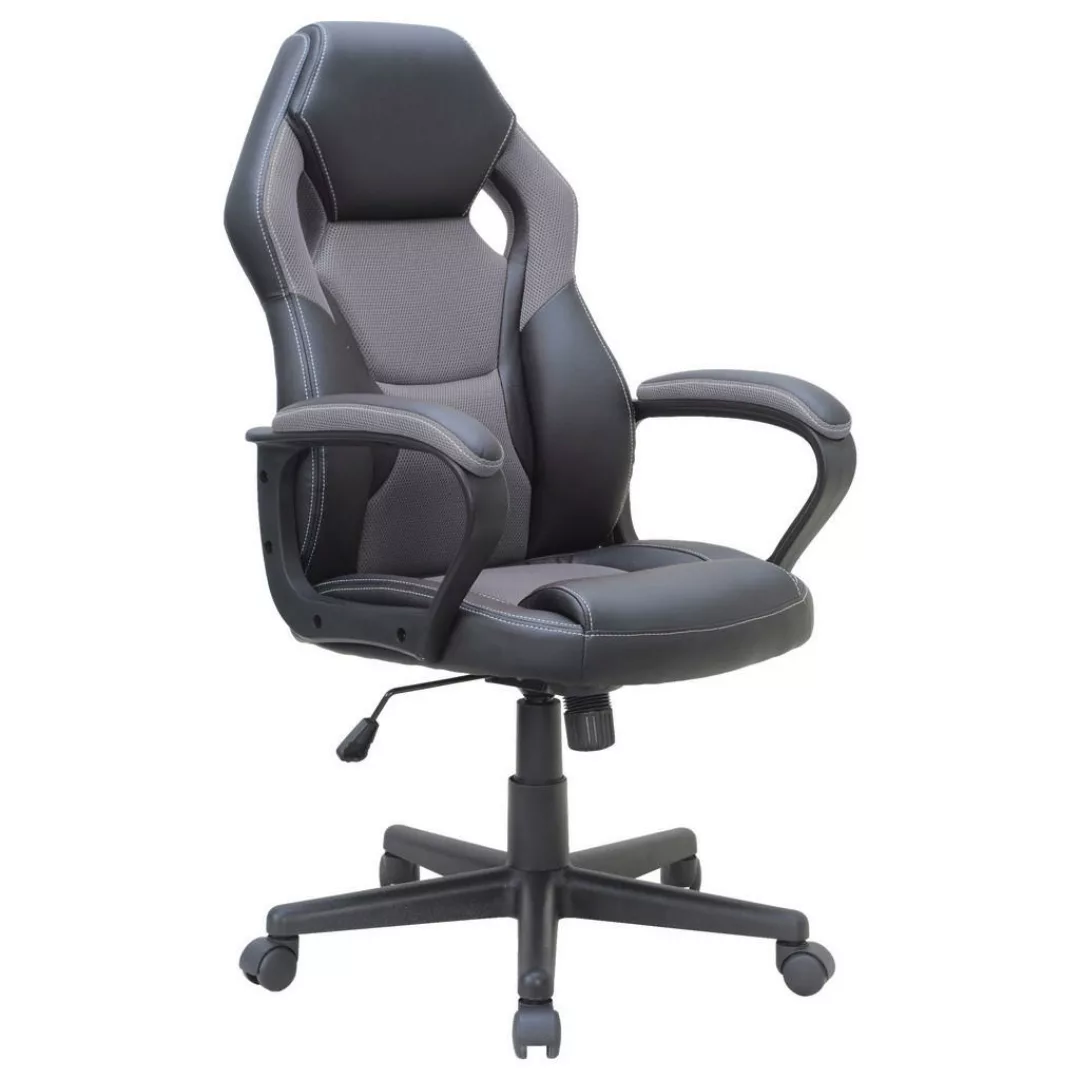 Gaming-Sessel MATTEO schwarz grau schwarz Kunstleder Netzstoff Kunststoff günstig online kaufen