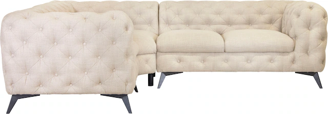 Leonique Chesterfield-Sofa »Ecksofa GLYNIS L-Form mit Wellenunterfederung, günstig online kaufen