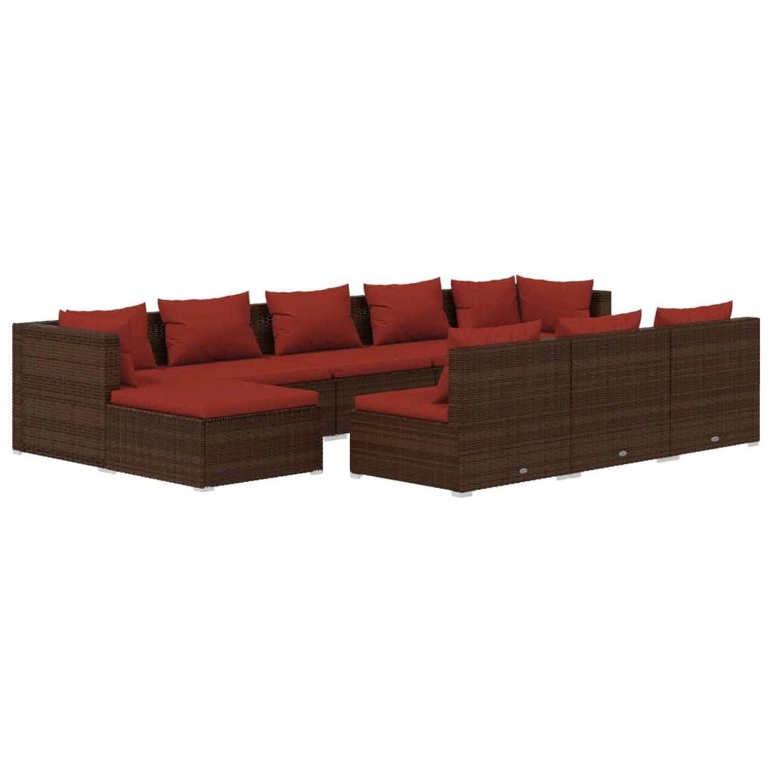 vidaXL 10-tlg Garten-Lounge-Set mit Kissen Braun Poly Rattan Modell 7 günstig online kaufen