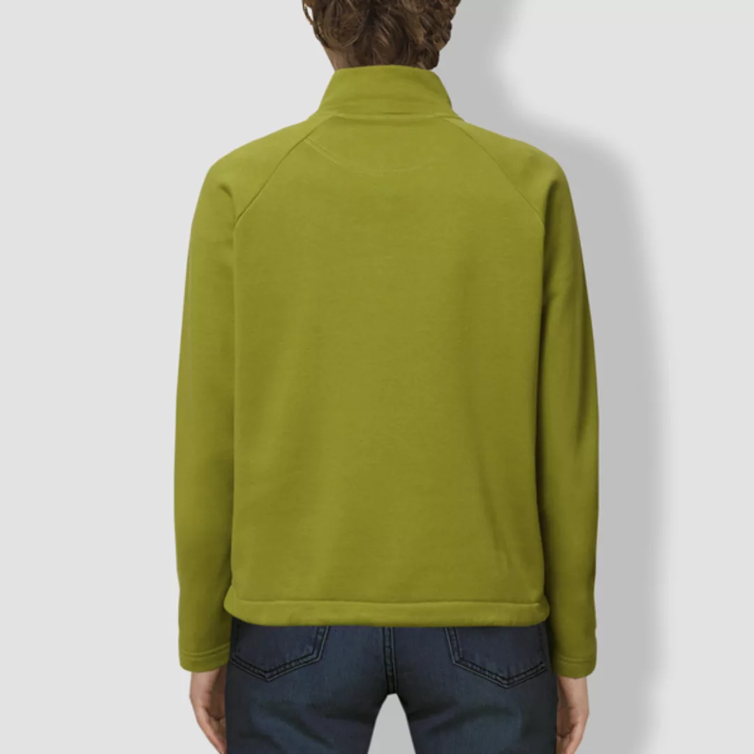Damen Sweater Mit Reißverschluss, "Kurz Und Gut", Moss Green günstig online kaufen
