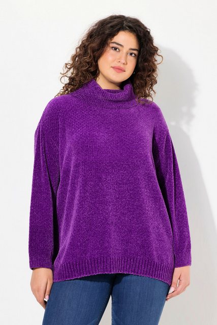 Ulla Popken Longpullover Chenille-Pullover Oversized Stehkragen Langarm günstig online kaufen