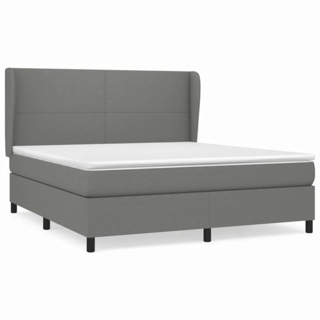 furnicato Bett Boxspringbett mit Matratze Dunkelgrau 180x200 cm Stoff günstig online kaufen