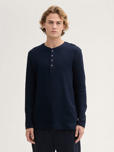 TOM TAILOR Denim T-Shirt Henley Langarmshirt mit Rippstruktur günstig online kaufen