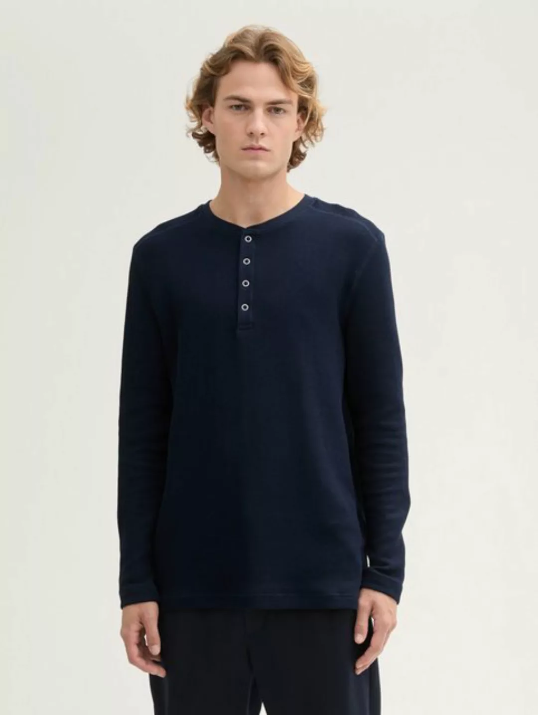 TOM TAILOR Denim T-Shirt Henley Langarmshirt mit Rippstruktur günstig online kaufen