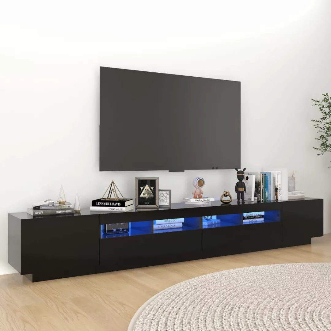 vidaXL TV-Schrank TV-Schrank mit LED-Leuchten Schwarz 260x35x40 cm Lowboard günstig online kaufen