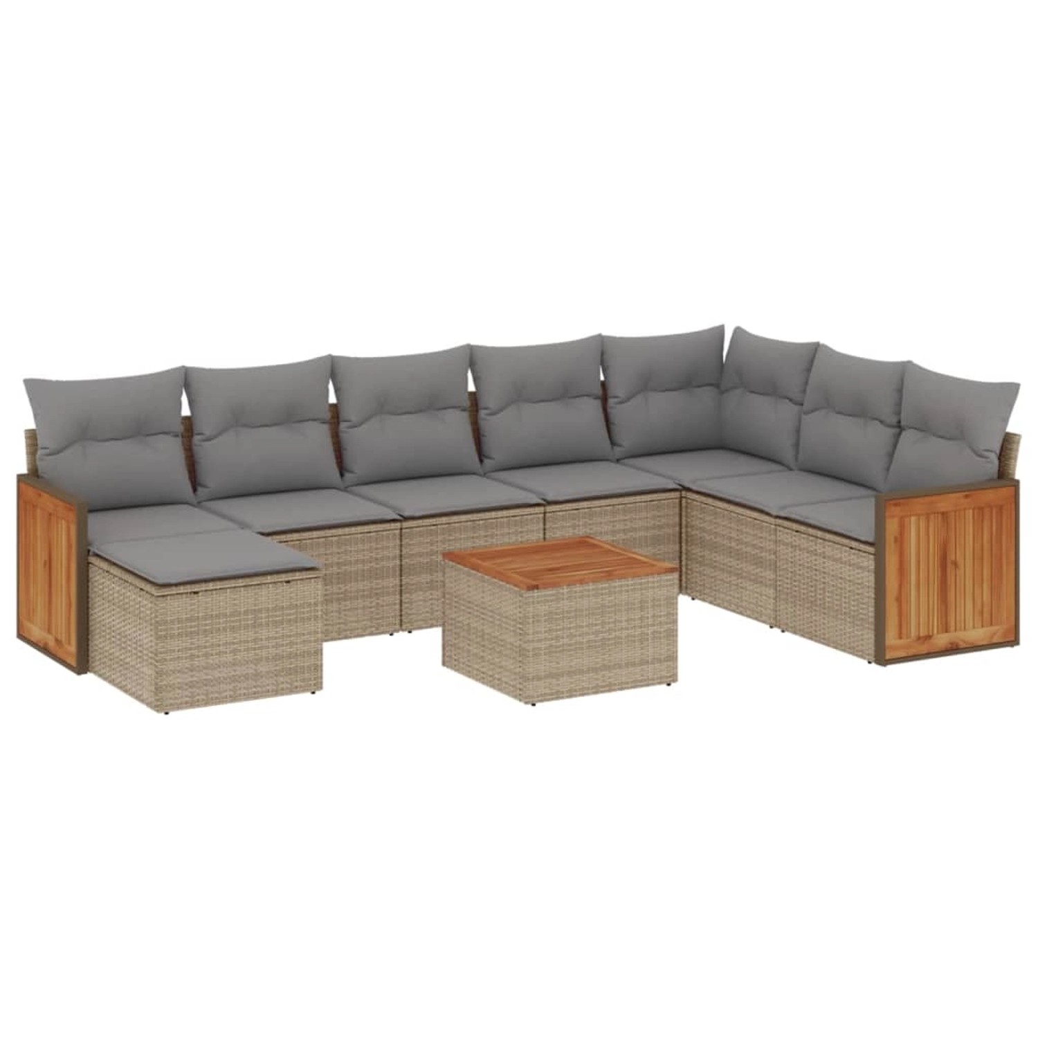 vidaXL 9-Tlg Garten-Sofagarnitur mit Kissen Beige Poly Rattan 3227935 günstig online kaufen