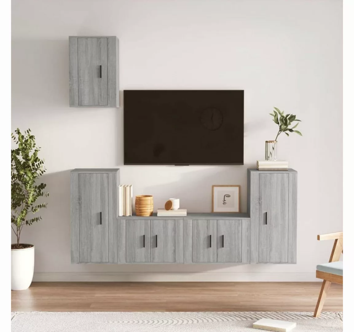 vidaXL TV-Schrank 5-tlg TV-Schrank-Set Grau Sonoma Holzwerkstoff TV-Lowboar günstig online kaufen