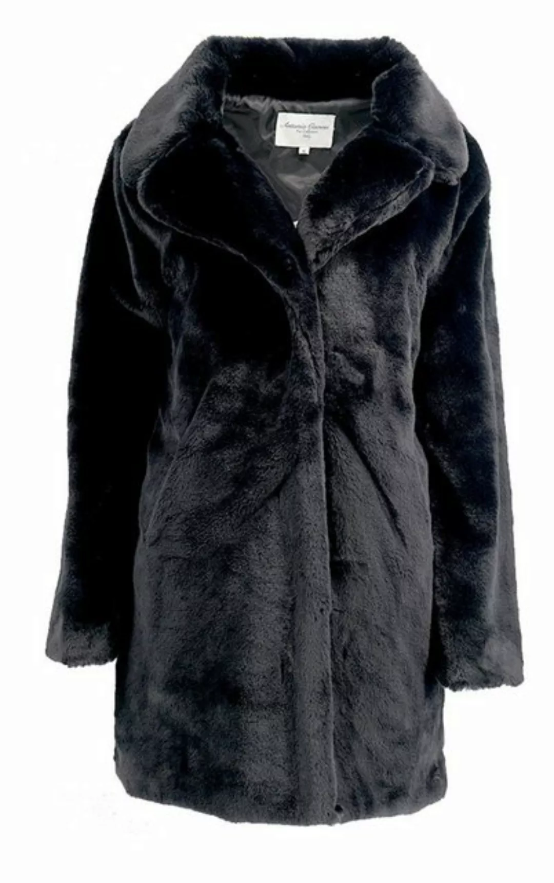 Antonio Cavosi Fellimitatjacke Schwarzer Oversized Web-Pelz Mantel günstig online kaufen