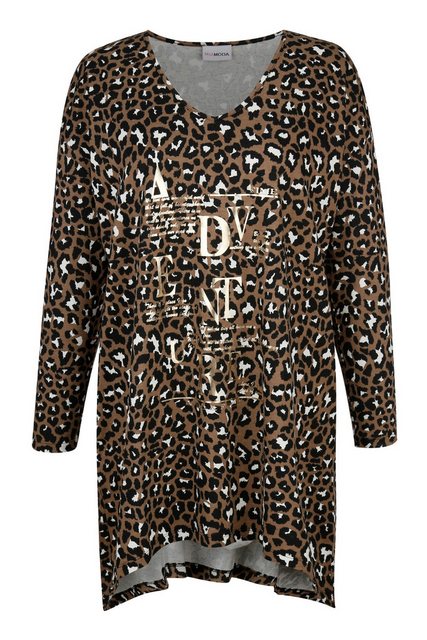 MIAMODA Longshirt Longshirt Animalprint Schriftdruck Zipfelsaum günstig online kaufen