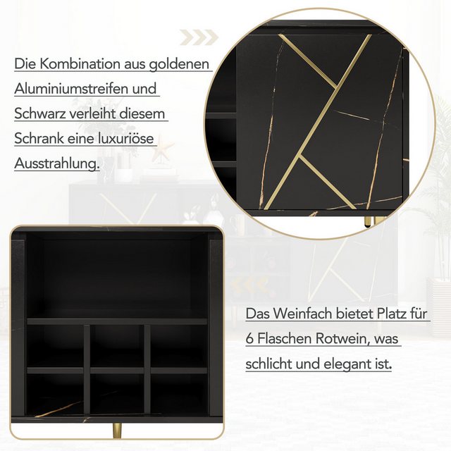 OBOSOE Beistellschrank Eleganter 148x40x70 cm Beistellschrank in Schwarz-Go günstig online kaufen