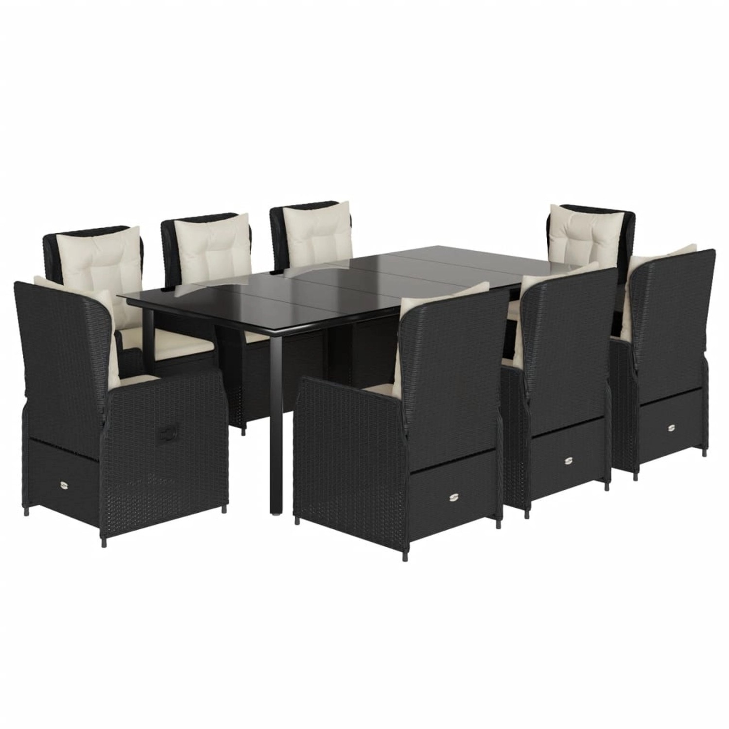 vidaXL 9-Tlg Garten-Essgruppe mit Kissen Schwarz Poly Rattan 3262839 günstig online kaufen