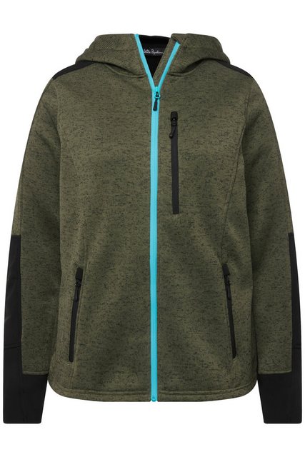 Ulla Popken Sweatjacke Fleecejacke Reflektordruck Kapuze Daumenloch günstig online kaufen