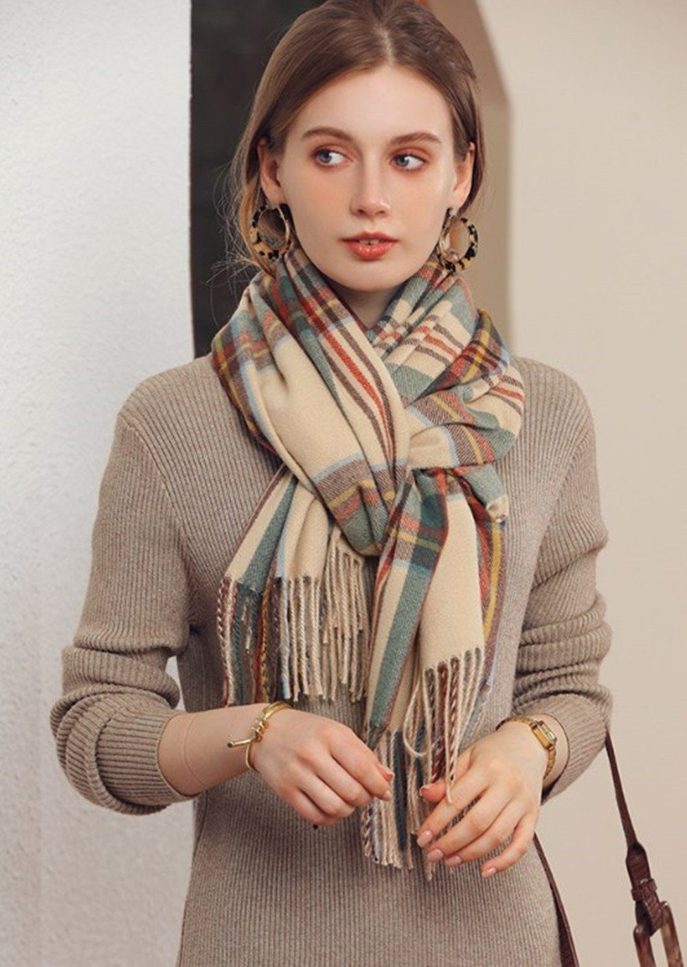 XDeer Wollschal Damen Schal,kuschelweich Karo,Winter Schal günstig online kaufen