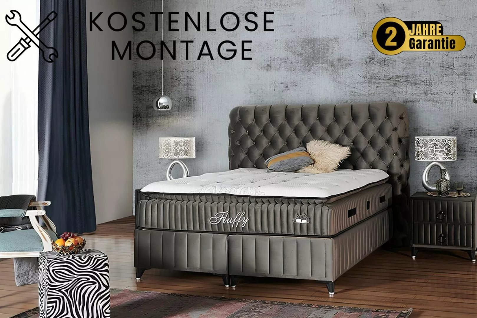 gowoll Boxspringbett Fluffy Bett Set mit Matratze mit Topper 140x200 160x20 günstig online kaufen