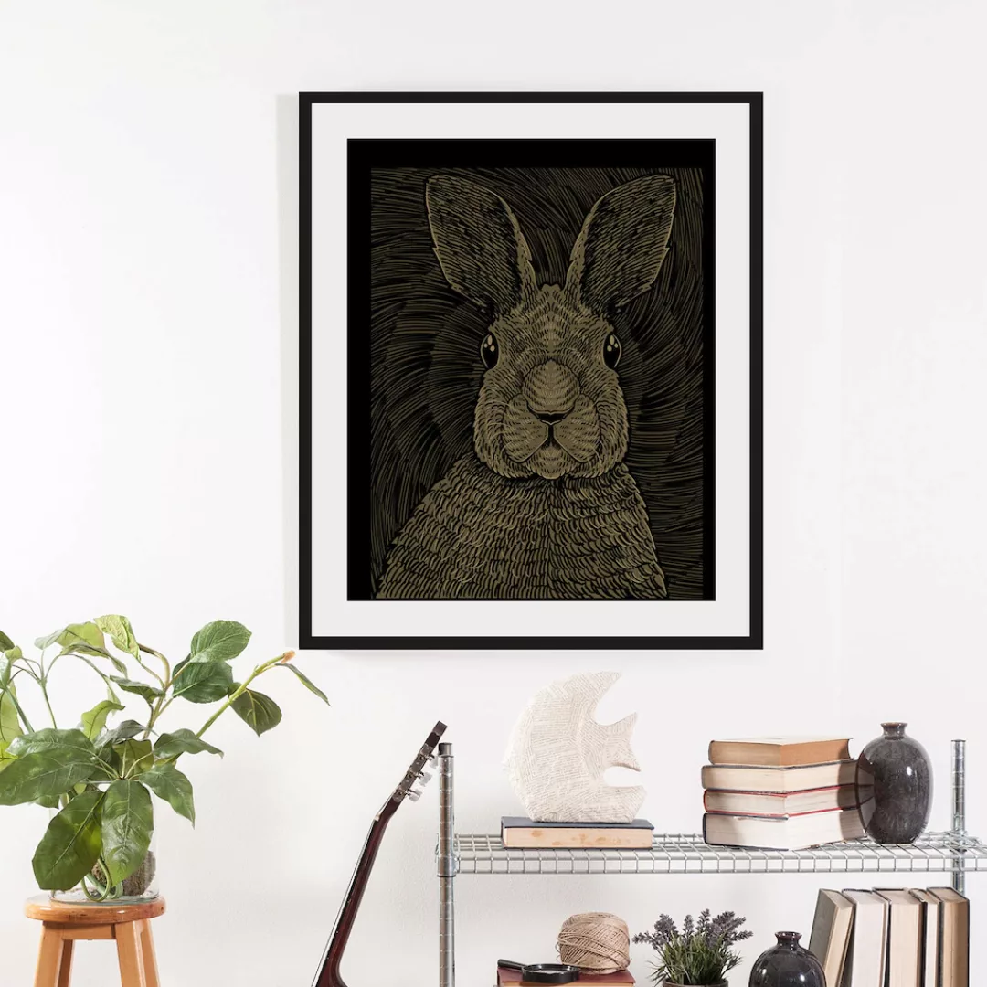 queence Bild "Aladin", Hase-Hasen-Haustiere-Kunst-Schwarz-Weiß, (1 St.), HD günstig online kaufen