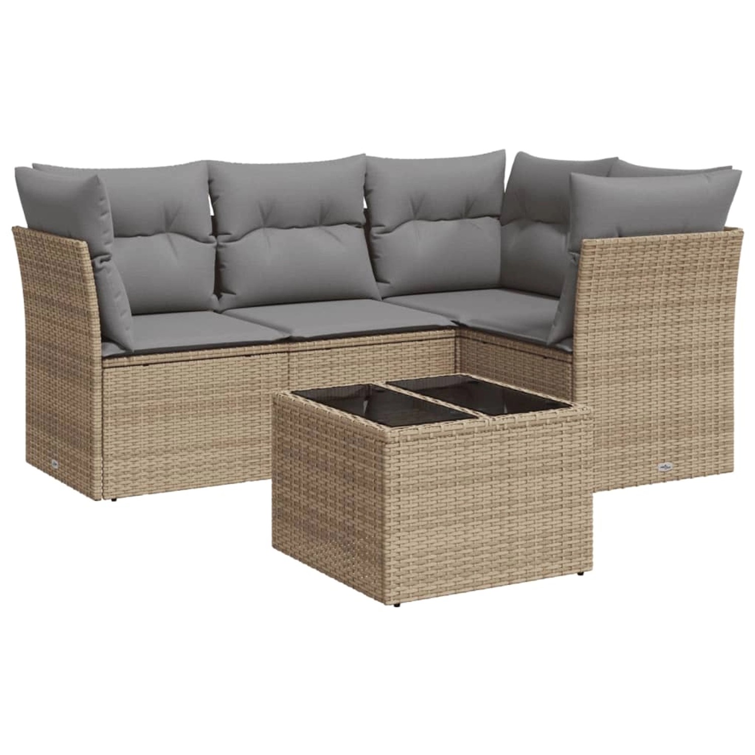 vidaXL 5-tlg Garten-Sofagarnitur mit Kissen Beige Poly Rattan Modell 73 günstig online kaufen