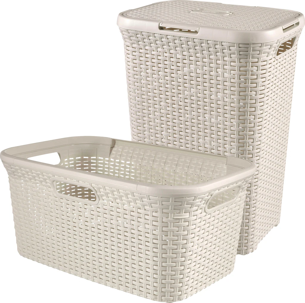 Curver Wäschekorb "Style", (Set, 2 St.), und Wäschewanne creme günstig online kaufen