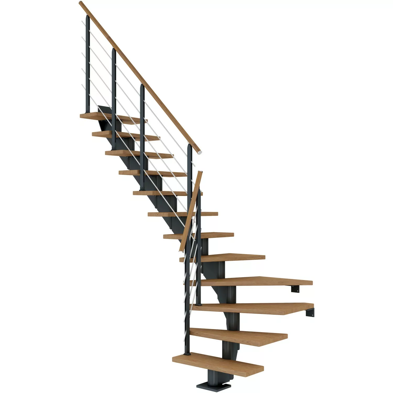 Dolle Mittelholmtreppe Hamburg Eiche Anthrazit GH bis 301 cm 1/4 Gewendelt günstig online kaufen