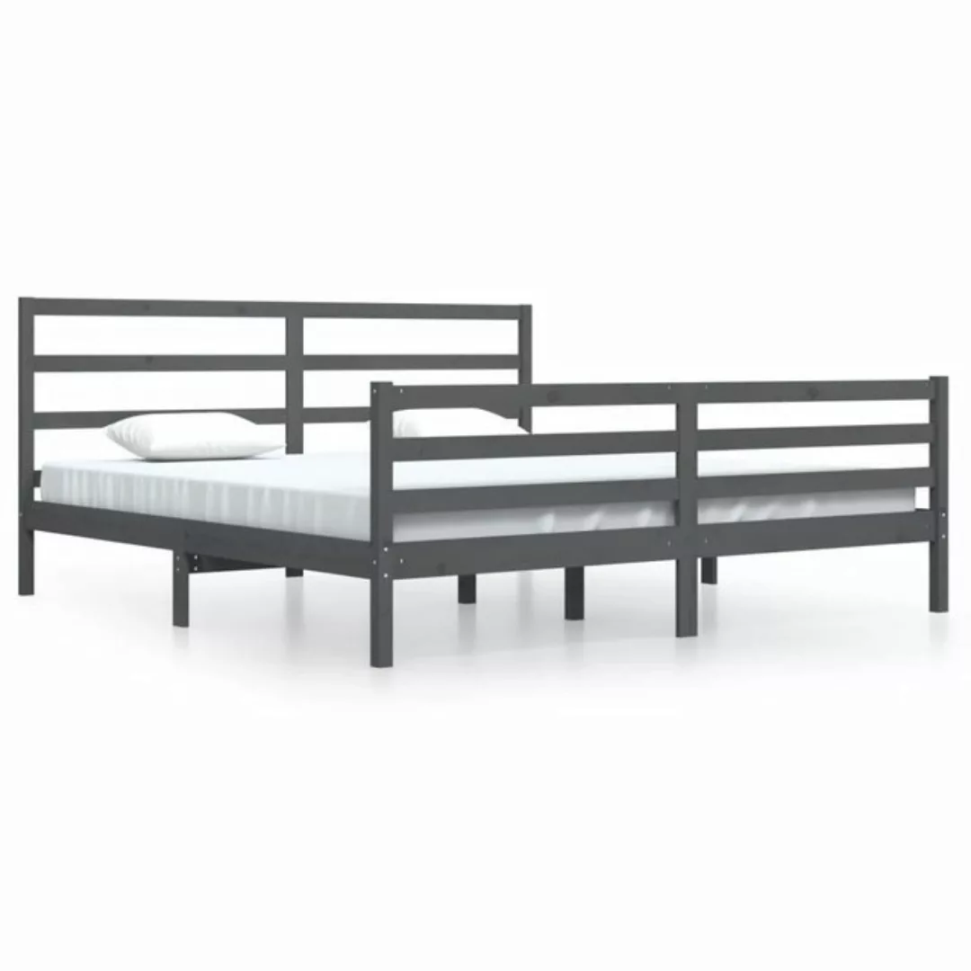 furnicato Bett Massivholzbett Grau Kiefer 200x200 cm günstig online kaufen