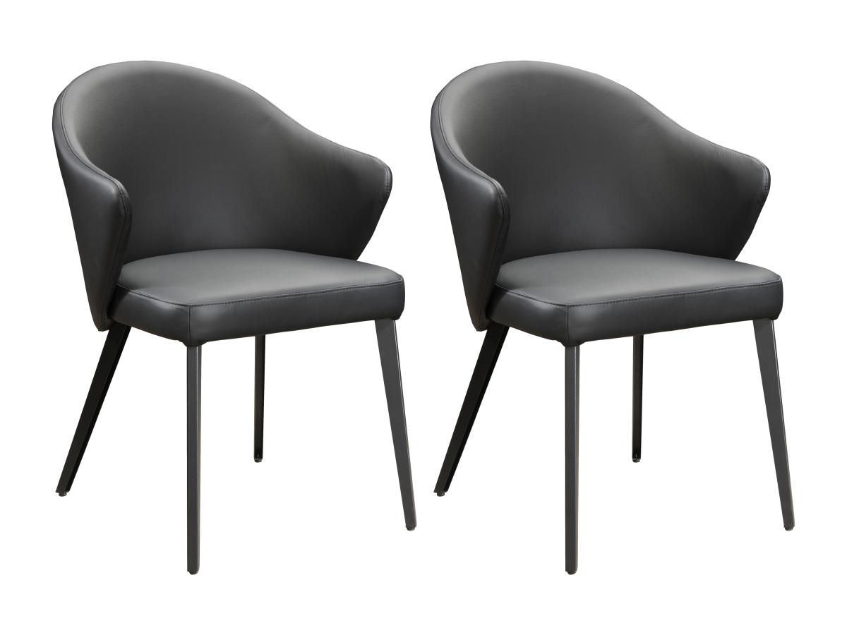 Stuhl mit Armlehnen 2er-Set - Leder & Stahl - Schwarz - MIBELLY von Maison günstig online kaufen
