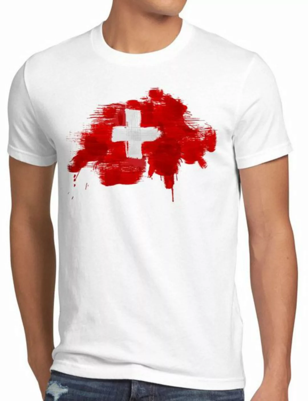 style3 Print-Shirt Herren T-Shirt Flagge Schweiz Fußball Sport Suisse WM EM günstig online kaufen