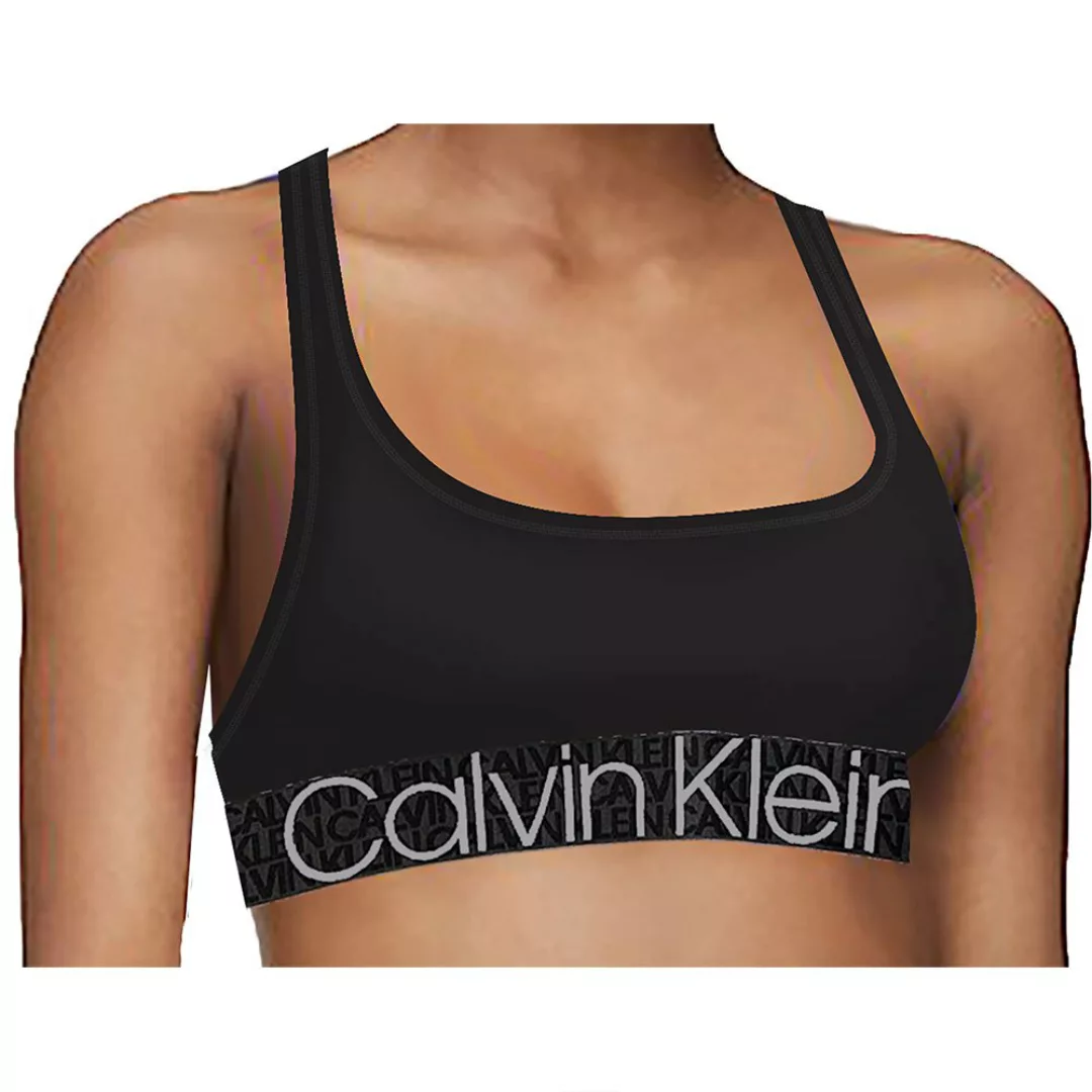 Calvin Klein – Eco Cotton – Bralette in Schwarz mit großem Logo günstig online kaufen