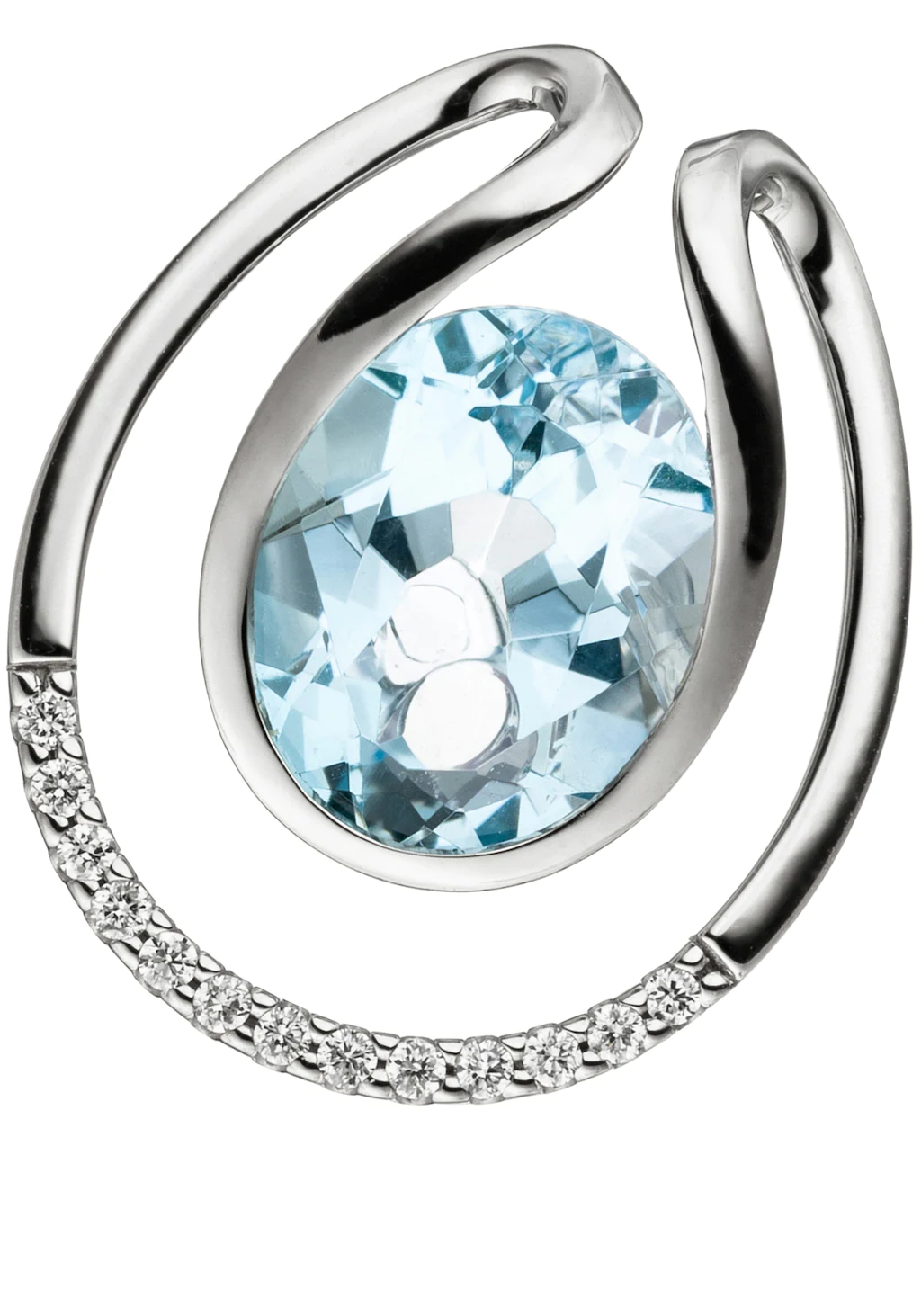 JOBO Kettenanhänger "Anhänger mit Blautopas und 13 Diamanten", 585 Weißgold günstig online kaufen