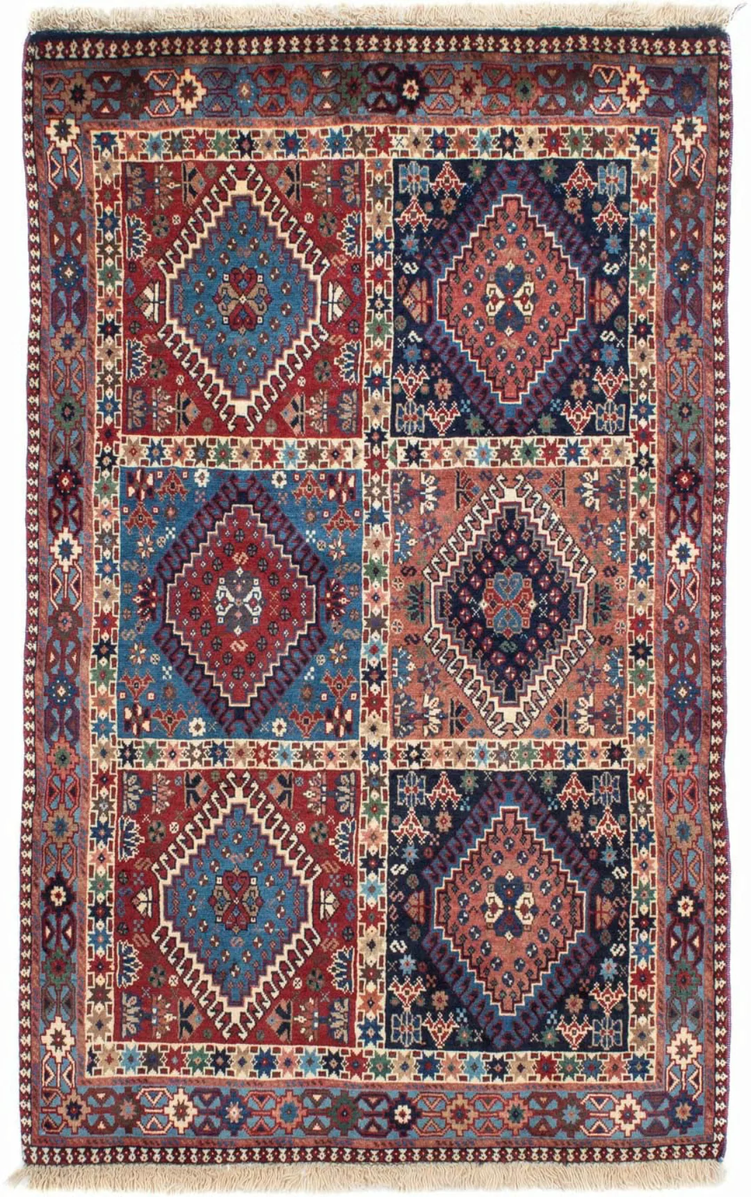 morgenland Wollteppich »Yalameh Felder Blu scuro 154 x 102 cm«, rechteckig, günstig online kaufen