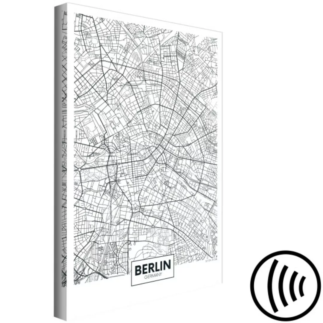 Wandbild Plan von Berlin - Stadtkartenviertel in Schwarz-weiß ohne Straßenn günstig online kaufen