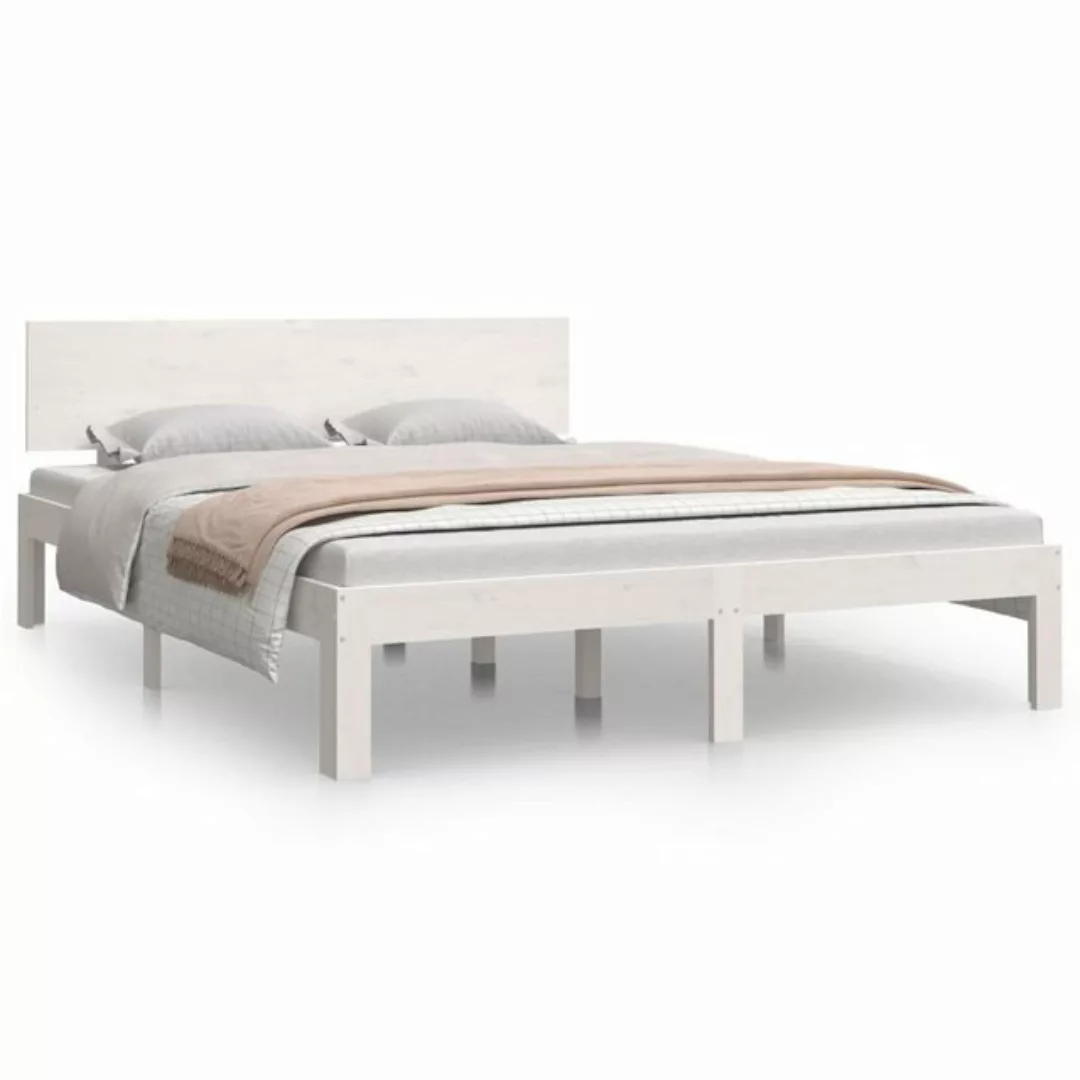 furnicato Bett Massivholzbett Weiß Kiefer 140x190 cm günstig online kaufen