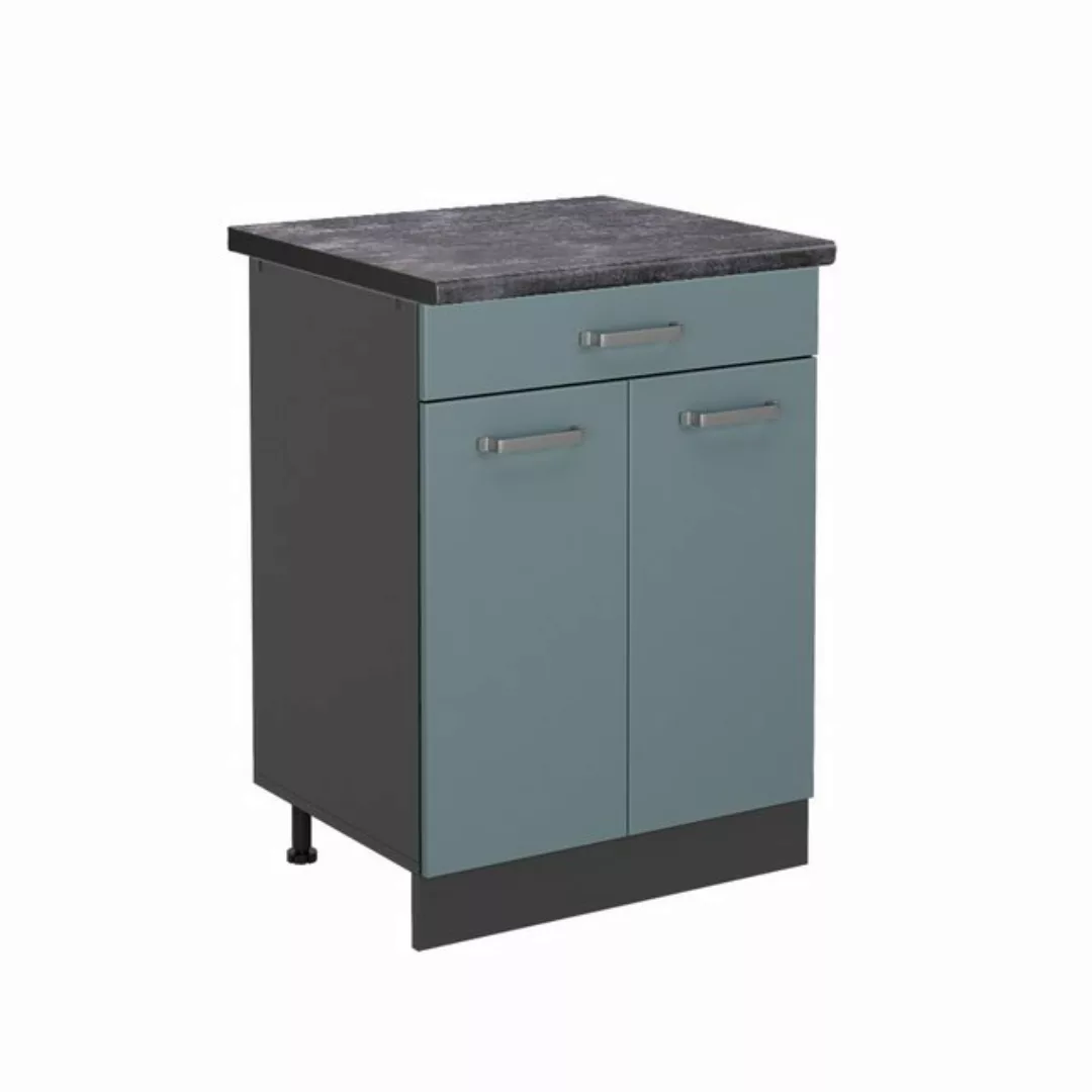 Vicco Unterschrank R-Line, Blau-Grau/Anthrazit, 60 cm, AP Anthrazit günstig online kaufen