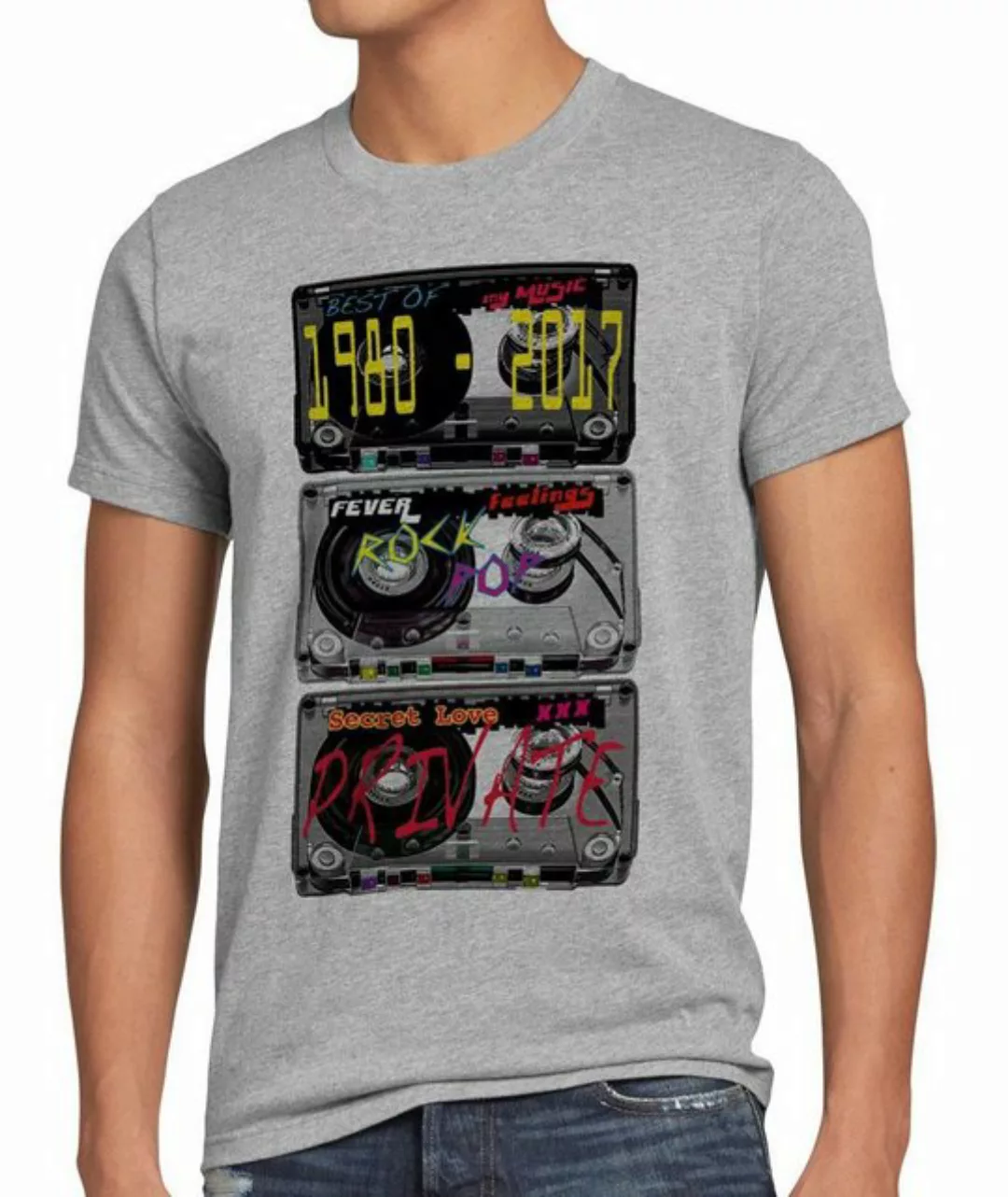 style3 Print-Shirt Herren T-Shirt Music disc retro musik disco tape kassett günstig online kaufen
