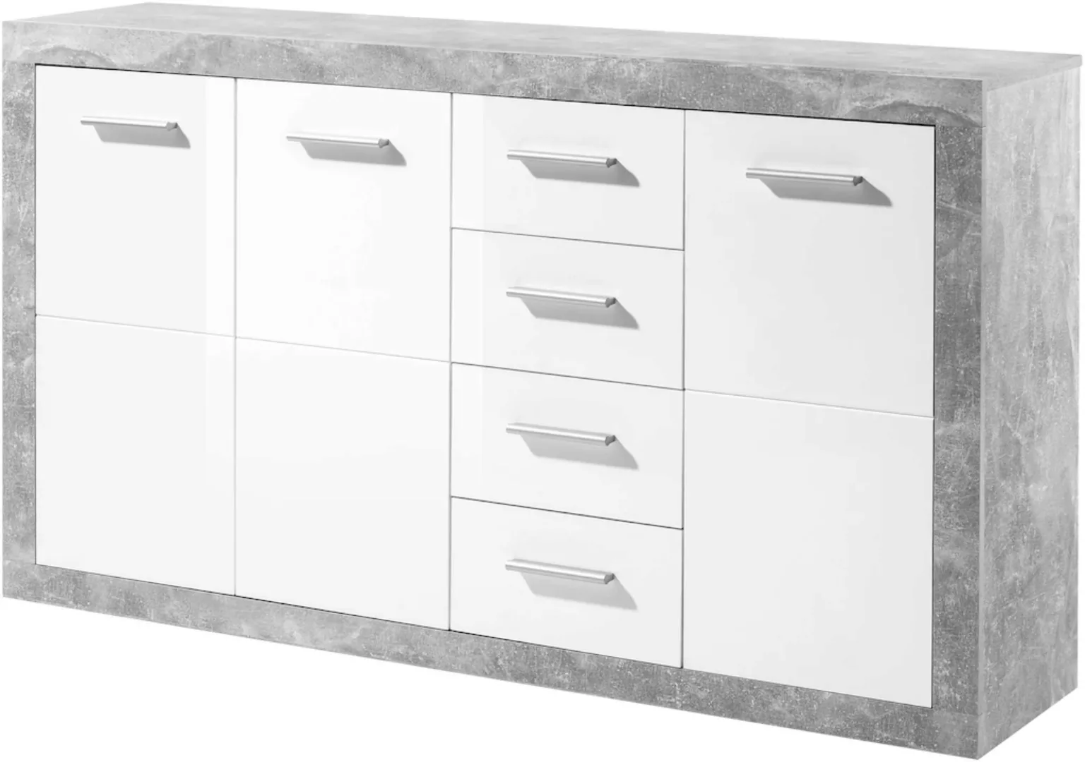 HBZ Kommode "Stone 2 Weiß Glanz, BxHxT 152x88x37 cm", Kommode mit 3 Türen, günstig online kaufen