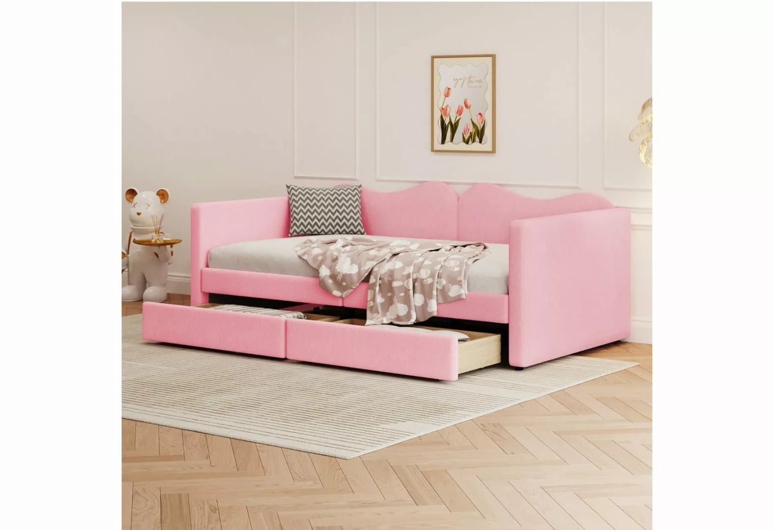 OKWISH Kinderbett Polsterbett, Schlafsofa Jugendbett Gästebett 90x200cm (mi günstig online kaufen